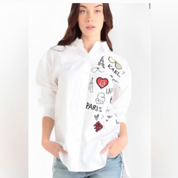 Karl Lagerfeld Paris Iconic Motif Button Down, Limited E… - Picture 1 of 17